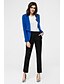 preiswerte Blazer für Damen-Damen Herbst Standard Blazer, Solide Hemdkragen Langarm Weiß / Schwarz / Blau M / L / XL