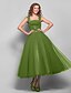 cheap Special Occasion Dresses-Ball Gown Elegant Dress Homecoming Tea Length Sleeveless Square Neck Tulle with Ruched Draping 2022