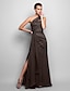 halpa Juhlamekot-Sheath / Column Open Back Dress Formal Evening Military Ball Floor Length Sleeveless One Shoulder Chiffon with Side Draping 2023