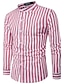 cheap Men&#039;s Casual Shirts-Men&#039;s Shirt Striped Standing Collar Black Red Long Sleeve Going out Work Tops Cotton / Fall