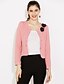 cheap Women&#039;s Outerwear-Women&#039;s Dailywear Work Spring / Fall Regular Blazer, Solid Colored Round Neck Long Sleeve Others Black / Red / Pink XL / XXL / XXXL