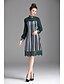 cheap Women&#039;s Dresses-Women&#039;s Daily Sheath Dress - Solid Colored Striped Crew Neck Fall Green L XL XXL