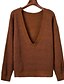 preiswerte Damen Pullover-Damen Ausgehen Street Schick Baumwolle Langarm Pullover - Solide V-Ausschnitt / Herbst