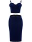 cheap Women&#039;s Two Piece Sets-Women&#039;s Tank Top Navy Blue Solid Colored Racerback Sleeveless Daily Strap Summer