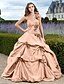 cheap Special Occasion Dresses-Ball Gown Elegant Dress Quinceanera Formal Evening Court Train Sleeveless One Shoulder Taffeta with Pick Up Skirt Appliques 2024