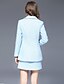 cheap Women&#039;s Blazers &amp; Jackets-Women&#039;s Party / Going out / Work Fall / Winter Regular Suits, Solid Colored V Neck Long Sleeve Wool / Polyester Sequins Light Blue M / L / XL