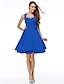 cheap Cocktail Dresses-Ball Gown Cute Holiday Cocktail Party Prom Dress Sweetheart Neckline Sleeveless Knee Length Satin with Buttons Flower 2021