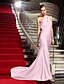 cheap Evening Dresses-Mermaid / Trumpet Celebrity Style Beautiful Back Holiday Cocktail Party Formal Evening Dress One Shoulder Sleeveless Sweep / Brush Train Jersey with Criss Cross Beading Side Draping 2020