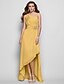 halpa Evening Dresses-Sheath / Column Elegant Dress Wedding Guest Cocktail Party Asymmetrical Sleeveless One Shoulder Bridesmaid Dress Chiffon with Beading Slit Appliques 2023