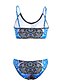 halpa Bikinit-Naisten Boheemi Boheemi Olkaimellinen Tumman sininen Vaalean sininen Pikkutuhmat Bikini Uima-asut - Paisley-kuvio Painettu M L XL Tumman sininen