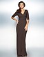 cheap Special Occasion Dresses-Sheath / Column Minimalist Elegant Formal Evening Wedding Party Dress V Neck Half Sleeve Floor Length Jersey with Criss Cross Ruched 2021