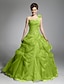 cheap Evening Dresses-Ball Gown Elegant Dress Quinceanera Formal Evening Floor Length Sleeveless One Shoulder Organza with Pick Up Skirt Beading 2024