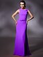 cheap Evening Dresses-Sheath / Column Elegant Dress Prom Formal Evening Floor Length Sleeveless Cowl Neck Chiffon with Sash / Ribbon Crystals 2024