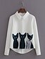 cheap Plus Size Tops-Women&#039;s Shirt Animal Shirt Collar Daily Long Sleeve Tops White