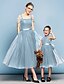 cheap Flower Girl Dresses-Princess Tea Length Flower Girl Dress Cute Prom Dress Tulle with Bow(s) Plus Size Elegant Fit 3-16 Years