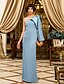 cheap Special Occasion Dresses-Sheath / Column Elegant Dress Wedding Guest Floor Length Long Sleeve One Shoulder Chiffon with Draping 2022