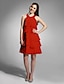 cheap Special Occasion Dresses-Sheath / Column Jewel Neck Knee Length Chiffon Dress with Beading by TS Couture®