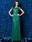 preiswerte Kleider für besondere Anlässe-Eng anliegend Elegant Festtage Cocktailparty Abiball Kleid Illusionsausschnitt Kurzarm Boden-Länge Spitze mit Spitze 2021