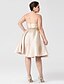 cheap Cocktail Dresses-Ball Gown Fit &amp; Flare Open Back Cute Holiday Homecoming Cocktail Party Dress V Neck Sleeveless Knee Length Satin with Sash / Ribbon Pleats Beading  / Prom