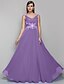 cheap Evening Dresses-A-Line Elegant Prom Formal Evening Dress V Neck Sleeveless Floor Length Chiffon with Ruched Appliques 2021