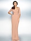 cheap Special Occasion Dresses-Sheath / Column Minimalist Elegant Formal Evening Wedding Party Dress V Neck Half Sleeve Floor Length Jersey with Criss Cross Ruched 2021