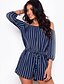 cheap Women&#039;s Rompers-Women&#039;s Romper Striped Boat Neck Active Daily Holiday Wide Leg 3/4 Length Sleeve Blue White S M L Fall