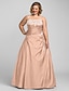 cheap Plus Size Dresses-Ball Gown Plus Size Dress Prom Formal Evening Floor Length Sleeveless Strapless Taffeta with Beading Appliques 2024