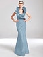 preiswerte Kleider für besondere Anlässe-Trompete / Meerjungfrau Elegant Kleid Partykleidung Boden-Länge Ärmellos V Ausschnitt Taft mit Rüschen 2022