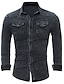 cheap Men&#039;s Casual Shirts-Men&#039;s Shirt Solid Colored Shirt Collar Blue Light gray Dark Gray Long Sleeve Plus Size Daily Going out Denim Slim Tops / Winter / Fall / Winter