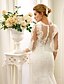 cheap Wedding Dresses-Mermaid / Trumpet Wedding Dresses Jewel Neck Court Train Tulle All Over Floral Lace 3/4 Length Sleeve Floral Lace See-Through Beautiful Back with Buttons 2022