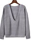 preiswerte Damen Pullover-Damen Ausgehen Street Schick Baumwolle Langarm Pullover - Solide V-Ausschnitt / Herbst