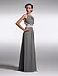 cheap Prom Dresses-Sheath / Column Beautiful Back Illusion Detail Prom Formal Evening Dress Scoop Neck Sleeveless Floor Length Chiffon with Beading Side Draping 2021