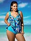voordelige Bikini&#039;s &amp; Badmode-Dames Zwemkleding Een stukje Zwempak Moderne stijl Bloemig Zwart Blauw Donkerblauw Regenboog Lichtblauw Bandeau Badpakken Bloemig