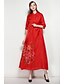 Χαμηλού Κόστους Γυναικεία Φορέματα-Γυναικεία Καθημερινά Εξόδου Καθημερινό Κινεζικό στυλ Γραμμή Α Φόρεμα,Μονόχρωμο Κέντημα Κοντομάνικο Όρθιος Γιακάς Μίντι Ως το Γόνατο
