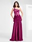 cheap Special Occasion Dresses-Mermaid / Trumpet One Shoulder Floor Length Chiffon / Tulle Dress with Beading / Appliques / Ruched by TS Couture®