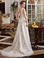 cheap Wedding Dresses-Engagement A-Line Wedding Dresses Court Train Formal Open Back Regular Straps V Neck Lace With Beading Appliques 2023 Bridal Gowns