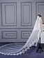 رخيصةأون طرحات الزفاف-Two-tier Cut Edge / Lace Applique Edge الحجاب الزفاف Cathedral Veils مع Scattered Bead Floral Motif Style / زينة دانتيل / تول / كلاسيكي