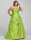 cheap Evening Dresses-A-Line Elegant Prom Formal Evening Dress One Shoulder Sleeveless Floor Length Taffeta with Beading Side Draping 2020