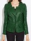 preiswerte Weste-Women&#039;s Faux Leather Jacket Daily Sophisticated Solid Colored PU Men&#039;s Suit Black / Green / Red - Square Neck / Long Sleeve / Plus Size