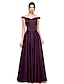 cheap Special Occasion Dresses-A-Line Elegant Formal Evening Dress Off Shoulder Sleeveless Floor Length Satin with Bow(s) 2021