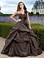 preiswerte Kleider für besondere Anlässe-Ballkleid Elegant Kleid Quinceanera Formeller Abend Bodenlanger Rock Ärmellos Ein-Schulter Taft mit Geraffter Rock Applikationen 2024