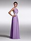 cheap Prom Dresses-Sheath / Column Beautiful Back Illusion Detail Prom Formal Evening Dress Scoop Neck Sleeveless Floor Length Chiffon with Beading Side Draping 2021