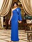 cheap Special Occasion Dresses-Sheath / Column Elegant Dress Wedding Guest Floor Length Long Sleeve One Shoulder Chiffon with Draping 2022