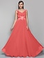 cheap Evening Dresses-A-Line Elegant Prom Formal Evening Dress V Neck Sleeveless Floor Length Chiffon with Ruched Appliques 2021