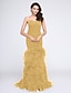 Χαμηλού Κόστους Βραδινά Φορέματα-Τρομπέτα / Γοργόνα Κομψό Επίσημο Βραδινό Μαύρο γκαλά Φόρεμα Καρδιά Αμάνικο Ουρά Τούλι με Πιασίματα Με διαδοχικές σούρες 2021