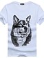 cheap Men&#039;s 3D T-shirts-Men&#039;s T shirt Tee Animal Round Neck White Black Blue Gray Short Sleeves Going out Print Slim Tops Linen Active / Summer / Summer