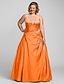 זול שמלות במידות גדולות (פלאס סייז)-נשף מידה גדולה שמלה נשף רקודים ערב רישמי עד הריצפה ללא שרוולים סטרפלס טפטה עם חרוזים אפליקציות 2024