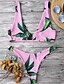 olcso Bikini-Női Virágos Pánt Arcpír rózsaszín Bikini Fürdőruha Trópusi levél Nyomtatott S M L Arcpír rózsaszín