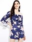 cheap Women&#039;s Dresses-Women&#039;s Off Shoulder Daily Going out Club Boho Flare Sleeve Asymmetrical Sheath Dress - Floral Backless Boat Neck Spring Navy Blue M L XL