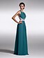 cheap Prom Dresses-Sheath / Column Beautiful Back Illusion Detail Prom Formal Evening Dress Scoop Neck Sleeveless Floor Length Chiffon with Beading Side Draping 2021